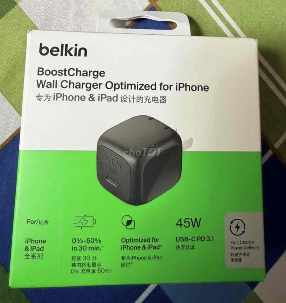 Зарядное устройство Belkin 45W USB-C PD 3.1 Black